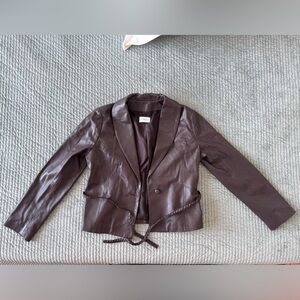 RODIER Lambskin Leather Jacket Braided Belt Color PRUNE